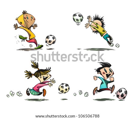 Children Playing Football Clipart