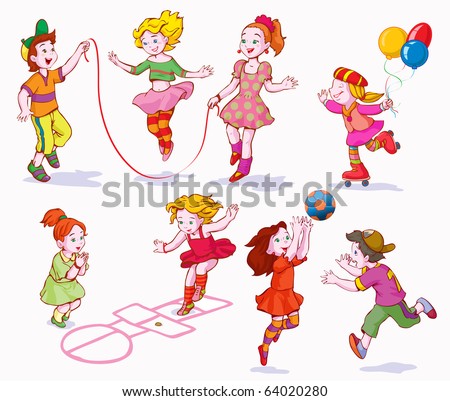 Children Playing Games Cartoon