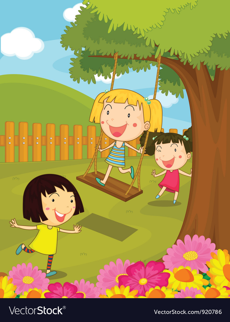 Children Playing In The Park Cartoon