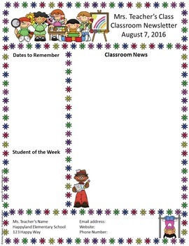 Cute Newsletter Templates For Teachers