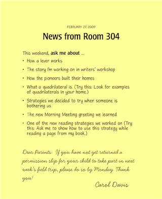 Elementary School Newsletter Examples