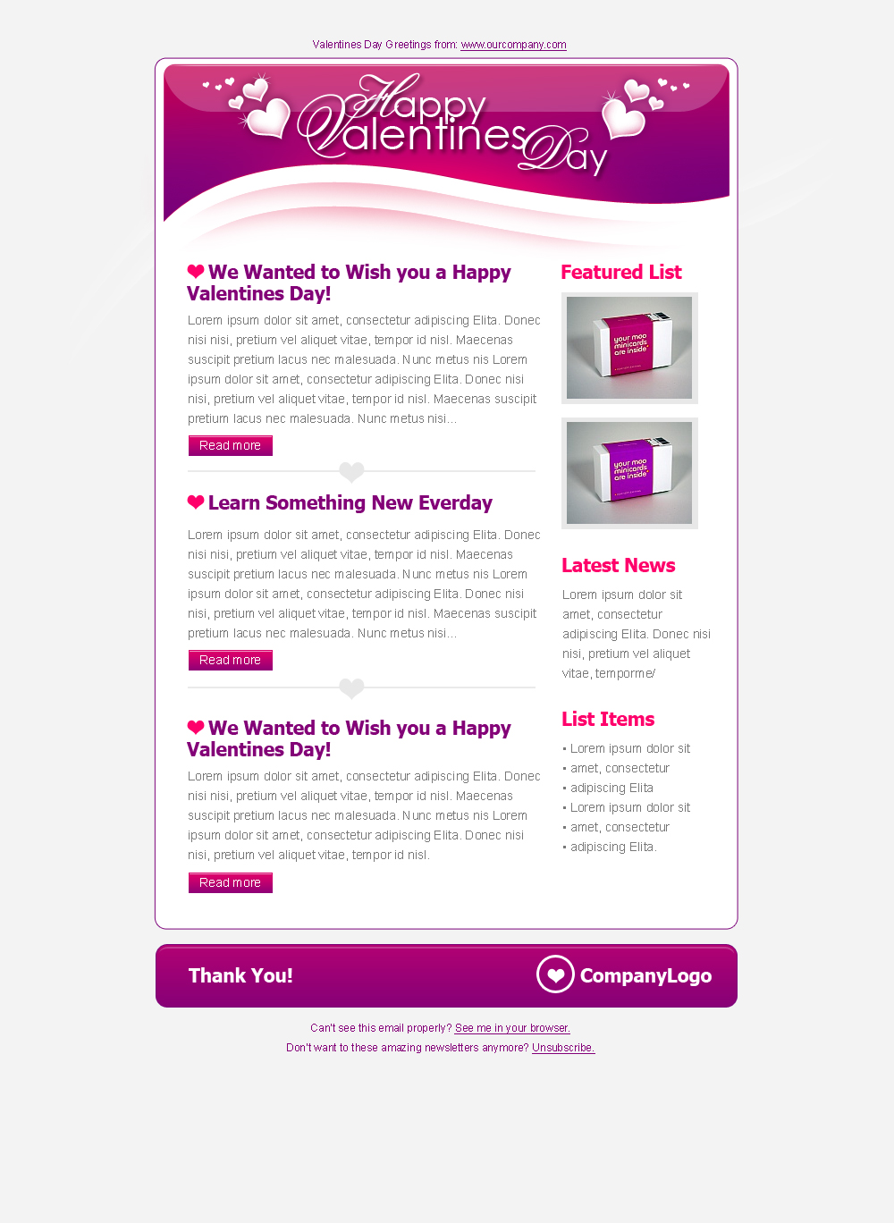 Email Newsletter Layout