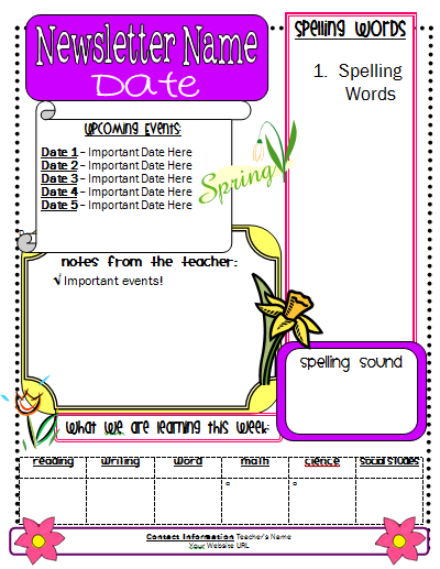 Free Newsletter Templates For Teachers