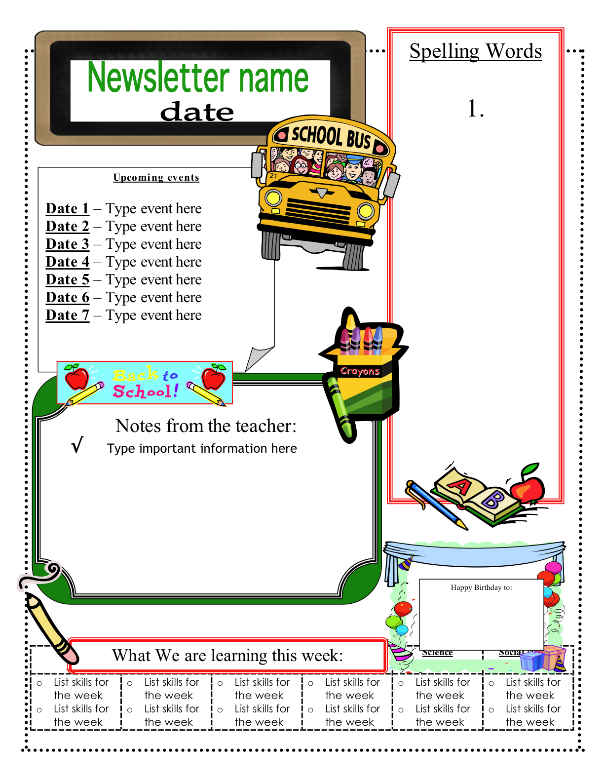 Free Printable Newsletter Templates For Teachers