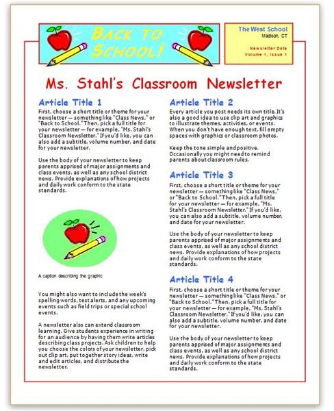 Preschool Newsletter Ideas For November